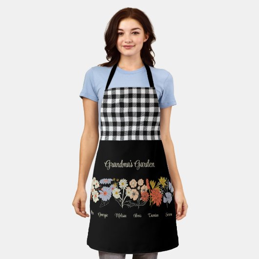 おばあちゃんフラワーガーデンカスタム6名ヴィンテージフローラ エプロン (着用した状態)