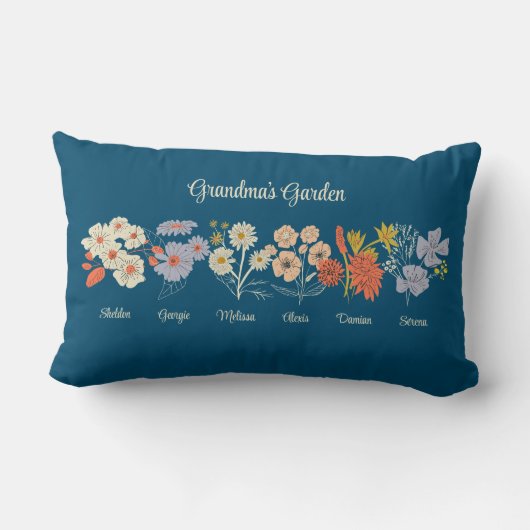 おばあちゃんフラワーガーデンカスタム6名ヴィンテージフローラ ランバークッション (裏面)