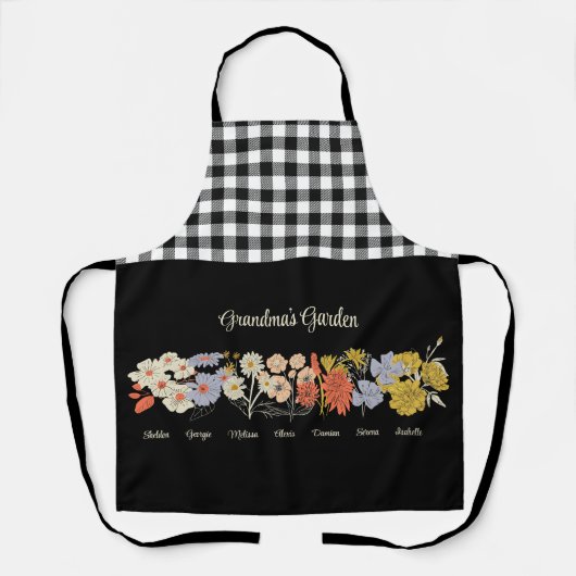 おばあちゃんフラワーガーデンカスタム7名前ヴィンテージフローラ エプロン (正面)