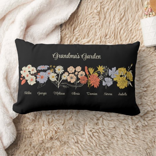 おばあちゃんフラワーガーデンカスタム7名前ヴィンテージフローラ ランバークッション (ブランケット)