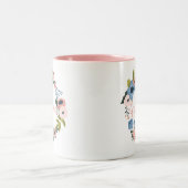 おばあちゃんブラシスクリプトのタイポグラフィフローラリース ツートーンマグカップ (中央)