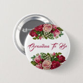 おばあちゃんブルゴーニュバラブーケ赤ちゃんシャワー 缶バッジ (正面&裏面)