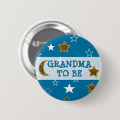 おばあちゃんブルーと金ゴールドスターボタン 缶バッジ (正面&裏面)