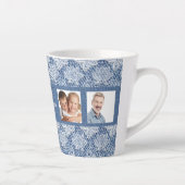 おばあちゃんブルーデニムレース写真コラージュ カフェラテマグ (右)