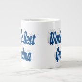 おばあちゃんブルー半タイポグラフィマザーズの日 ジャンボコーヒーマグカップ (正面)