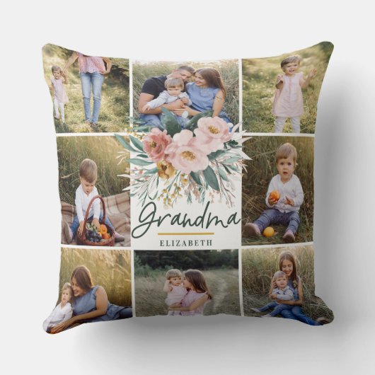 おばあちゃんプレゼント8フォトピンクガーリーの美しいフローラ クッション (裏面)