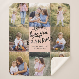 おばあちゃんプレゼント8枚孫シンプルタイポグラフィ  シェルパブランケット