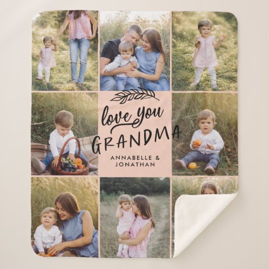 おばあちゃんプレゼント8枚孫シンプルタイポグラフィ  シェルパブランケット (正面)