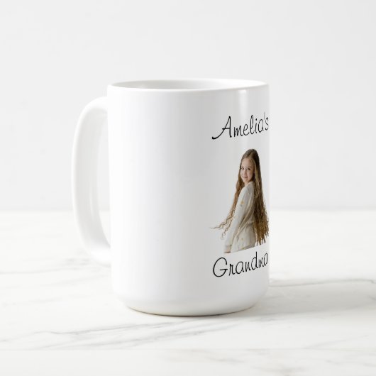 おばあちゃんプレゼント – 孫の名前&写真 –  コーヒーマグカップ (正面左)