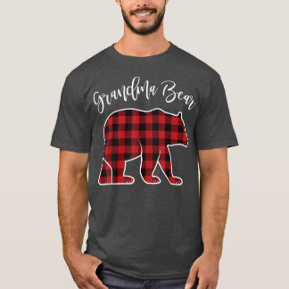 おばあちゃんベアパジャマレッドバッファロークリスマスおもしろいファミリー Tシャツ