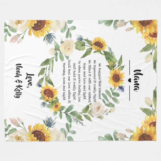 おばあちゃんマザーズ日向花引用文from Grandkids フリースブランケット (正面(横))