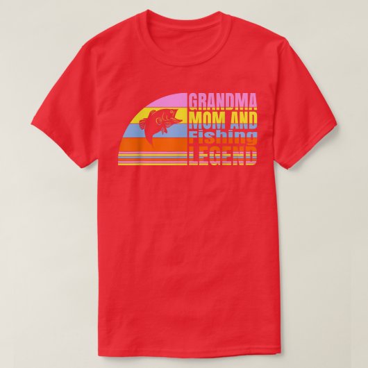 おばあちゃんママと魚釣り伝説、おばあちゃん魚釣りwo tシャツ (デザイン正面)