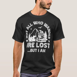おばあちゃんママのための面白いハイキングTシャツ Wander Are Lost Tシャツ