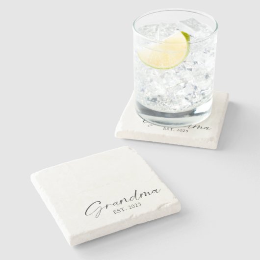 おばあちゃんミニマルシンプルリストのスクリプパーソナライズされたト ストーンコースター (横)