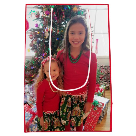 おばあちゃんメリークリスマスのパーソナライズへ写真 ミディアムペーパーバッグ (裏面)