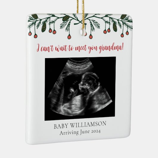 おばあちゃんメリークリスマス超音波写真 セラミックオーナメント (右)