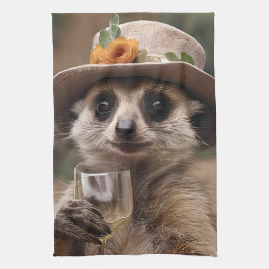 おばあちゃんメルカトのワイン時間。 キッチンタオル (縦)