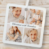 おばあちゃんモダンとシックなクリスマス4フォトホリデー メタルオーナメント