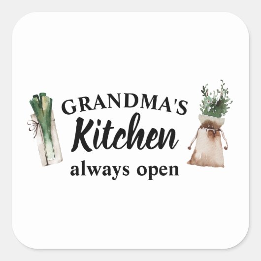 おばあちゃんモダンの台所はいつも開いたギフト最高のだ スクエアシール (正面)