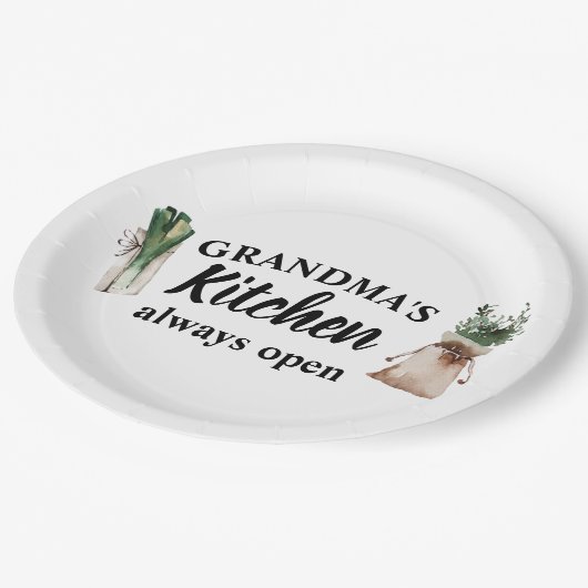 おばあちゃんモダンの台所はいつも開いたギフト最高のだ ペーパープレート (アングル)