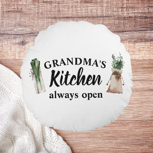 おばあちゃんモダンの台所はいつも開いたギフト最高のだ ラウンドクッション
