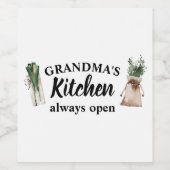 おばあちゃんモダンの台所はいつも開いたギフト最高のだ ワインラベル (シングルラベル)