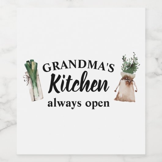 おばあちゃんモダンの台所はいつも開いたギフト最高のだ ワインラベル (シングルラベル)