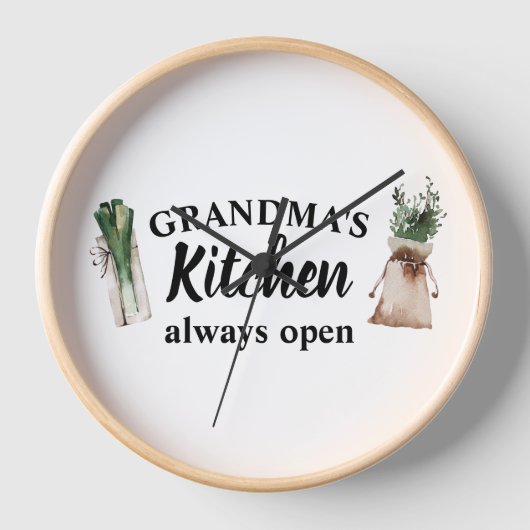 おばあちゃんモダンの台所はいつも開いたギフト最高のだ 壁時計 (正面)