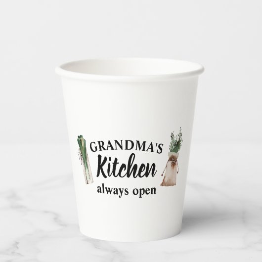 おばあちゃんモダンの台所はいつも開いたギフト最高のだ 紙コップ (正面)