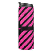 おばあちゃんモダンの黒とピンクのストライプパターン タンブラー (回転右)