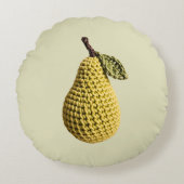 おばあちゃんモダンイエローグリーンクロチェットナシフルーツ ラウンドクッション (正面)