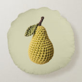 おばあちゃんモダンイエローグリーンクロチェットナシフルーツ ラウンドクッション (裏面)