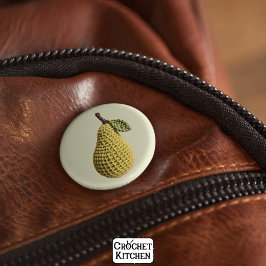 おばあちゃんモダンイエローグリーンクロチェットナシフルーツ 缶バッジ