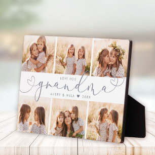 おばあちゃんモダンハートスクリプト写真コラージュの愛 フォトプラーク