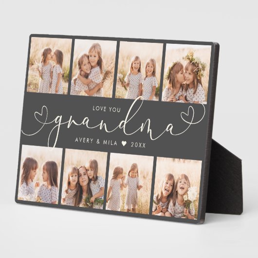 おばあちゃんモダンハートスクリプト写真コラージュの愛 フォトプラーク (側面)