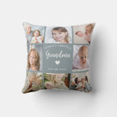 おばあちゃんモダンフォトコラージュブルーハートキープサケ クッション (裏面)