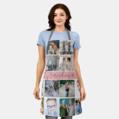 おばあちゃんモダンフォトコラージュ全プリント エプロン (着用した状態)