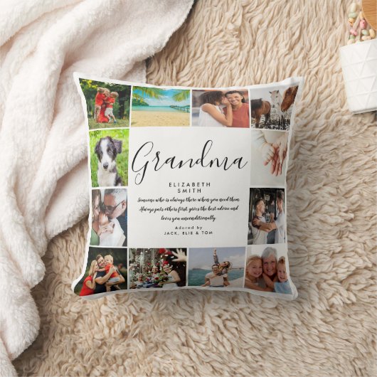 おばあちゃんモダン引用文Script 12フォトコラージュ クッション (ブランケット)