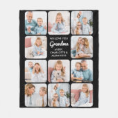 おばあちゃんモダン愛ユーカスタム11フォトコラージュ フリースブランケット (正面)
