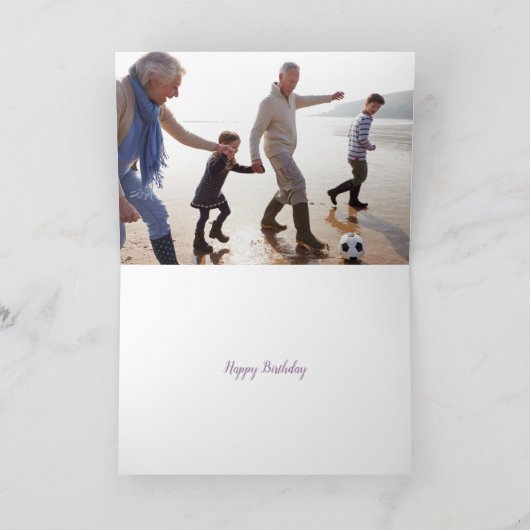 おばあちゃんモダン用フォト誕生日カード カード (内部)