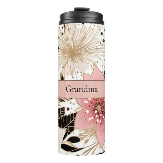 おばあちゃんモダン白ピンクのクリスマスフラワー タンブラー (正面)