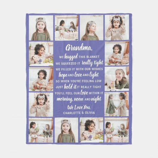 おばあちゃんモダン詩おばあちゃんの写真コラージュ フリースブランケット (正面)