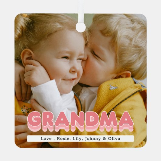 おばあちゃんモダン2フォトクリスマスメタルオーナメント メタルオーナメント (裏面)