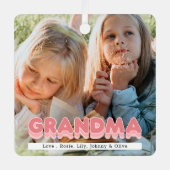 おばあちゃんモダン2フォトクリスマスメタルオーナメント メタルオーナメント (正面)