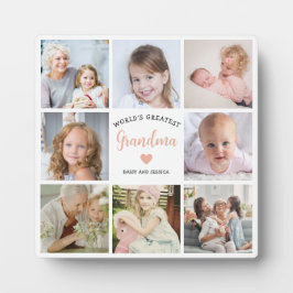 おばあちゃんモダン8フォトコラージピンクハート フォトプラーク