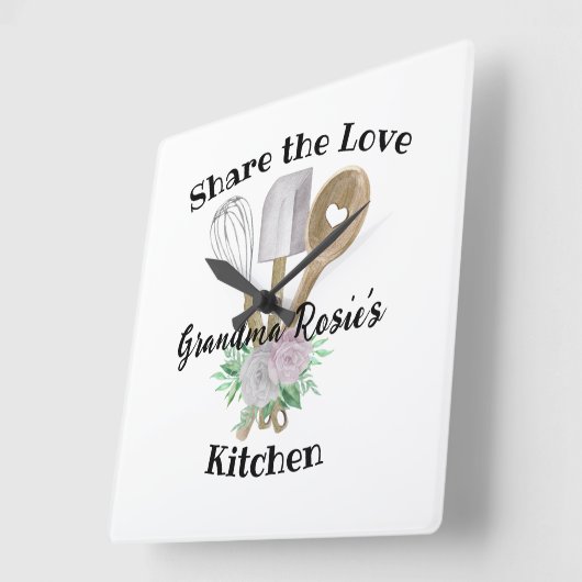 おばあちゃんレシピ |共有の愛パーソナライズされた スクエア壁時計 (傾斜)