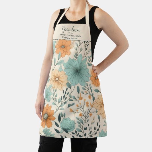 おばあちゃんレトロフローラグランドキッズ名 エプロン (インサイチュ)