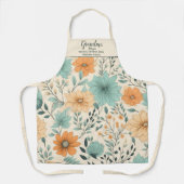 おばあちゃんレトロフローラグランドキッズ名 エプロン (正面)