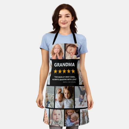 おばあちゃんレビュー写真コラージエプロン エプロン (着用した状態)