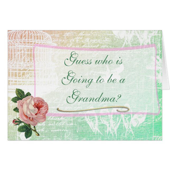 おばあちゃんヴィンテージバラベビー告知カード (正面横)